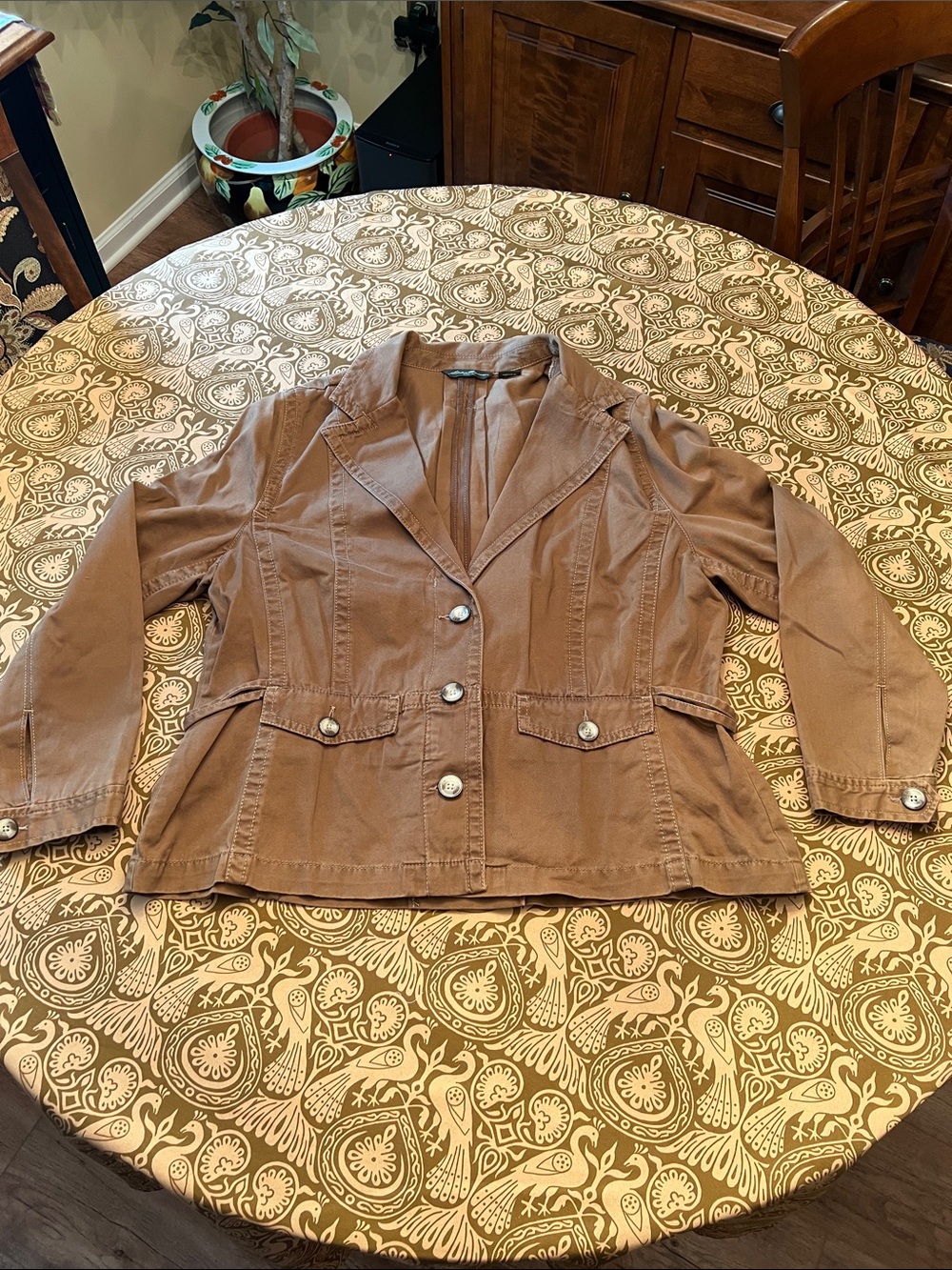 Eddie Bauer Brown Women's Button-Front Blazer with Front Pockets